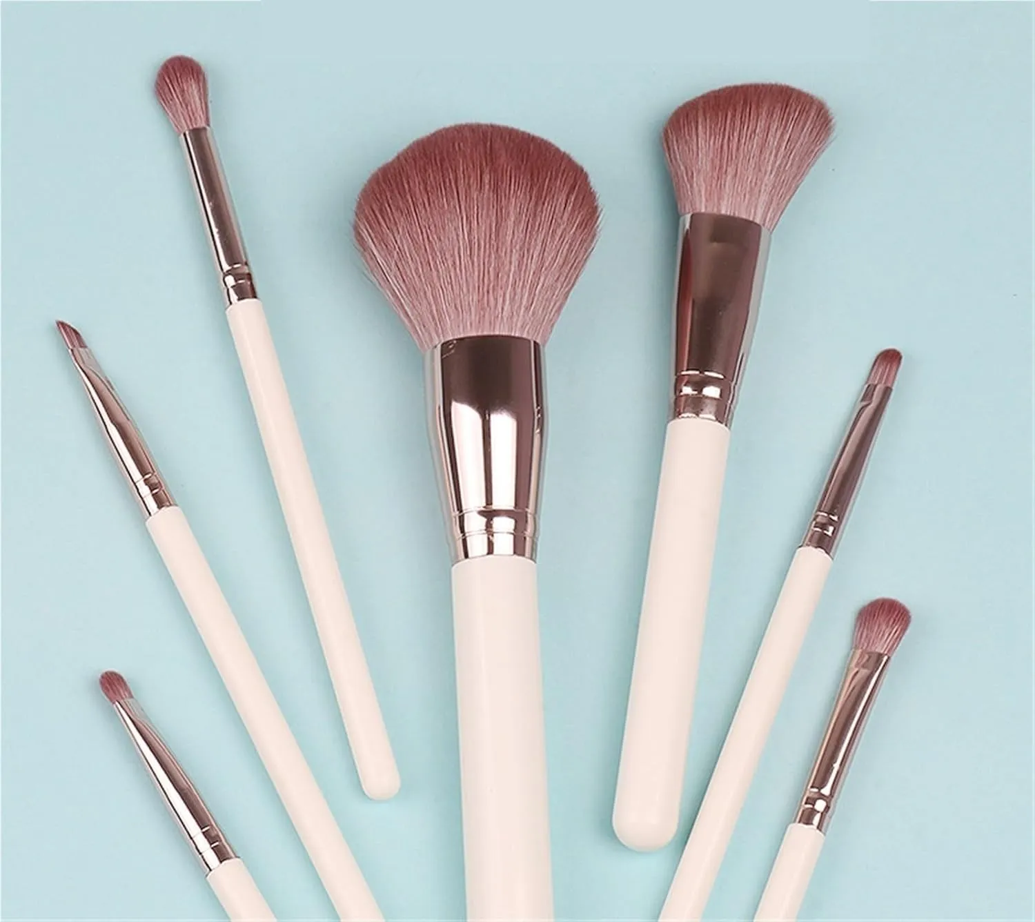 Make Up Brushes Set Makeup Brush Set 7 Pieces for Eyes and Face Contour Brushes Makeup Tools Set(White-Brush Bucket)