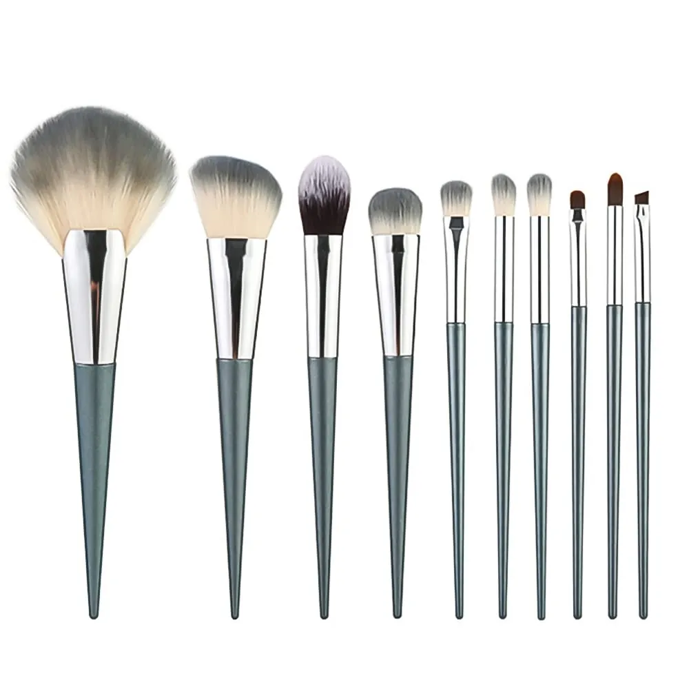 Makeup Brush Set 10pcs Premium Makeup Brushes, Professional Fine Shimmering Pearl Makeup Kit Eyeshadow Brush Kabuki Brush for Powder Foundation Cosmetic Brushes Set Dark Green