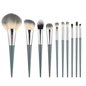 Makeup Brush Set 10pcs Premium Makeup Brushes, Professional Fine Shimmering Pearl Makeup Kit Eyeshadow Brush Kabuki Brush for Powder Foundation Cosmetic Brushes Set Dark Green