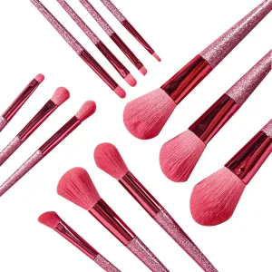 Makeup Brush Set 13pcs Premium Synthetic Fiber Makeup Brushes Glitter Pink Handle Make up Brush Kit Foundation Powder Blush Eyeshadow Blending Professional Kabuki Cosmetic Makeup Tools 04