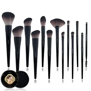 Makeup Brush Set 13PCS Professional Makeup Brush Set,Powder Blush Foundation Concealer Highlighter Brush Vegan Pro Face and Eye Brush Kit with Cleaning box (With bag)