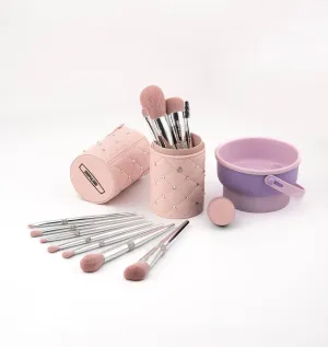 Makeup Brush Set Professional 11 Pieces with Case & Cleaning Mat Soft Vegan & Cruelty Free Bristles Liquid Powder Cream & Bronzer includes Blender Blush & Eyeshadow Gift Ready