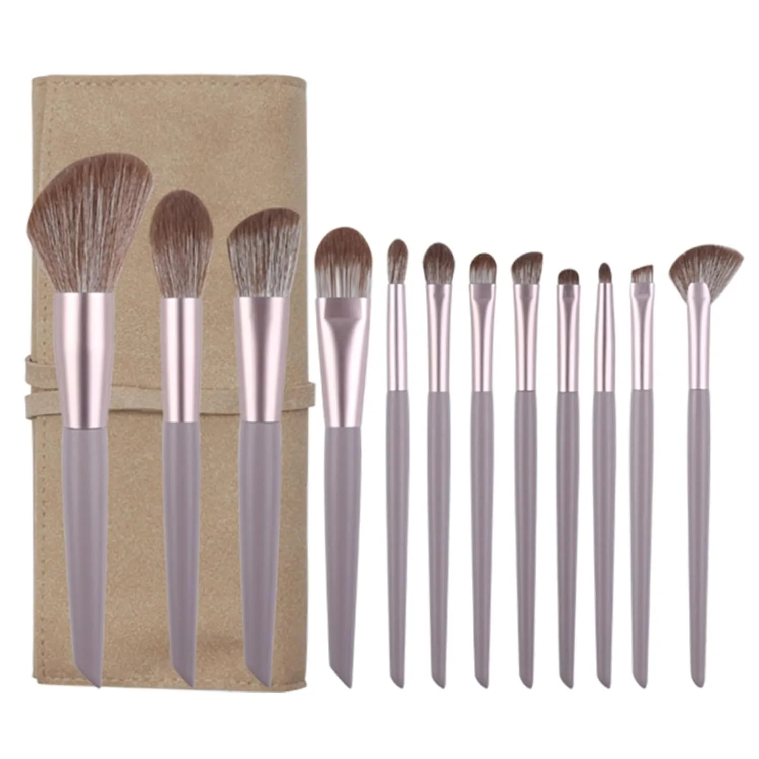 Makeup Brushes 10 Pcs Set,Professional Makeup Kit,Make up Brush Foundation Powder Brush Eyebrow Eyeshadow Brush Contour Blush Concealer Brush with Case (Khaki)