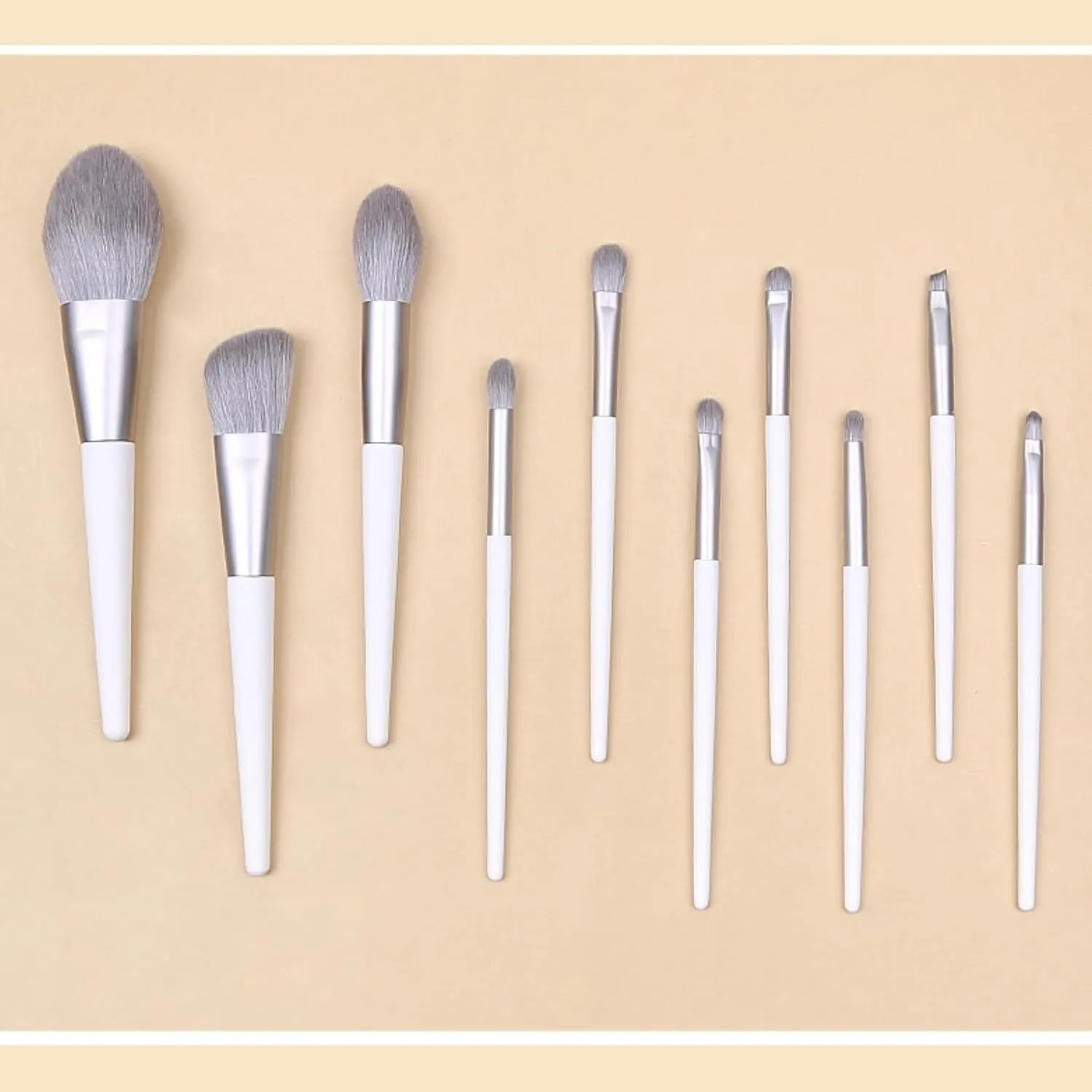 Makeup Brushes 10 Pcs Set,Professional Makeup Kit,Make up Brush Foundation Powder Brush Eyebrow Eyeshadow Brush Contour Blush Concealer Brush with Case (Silver)
