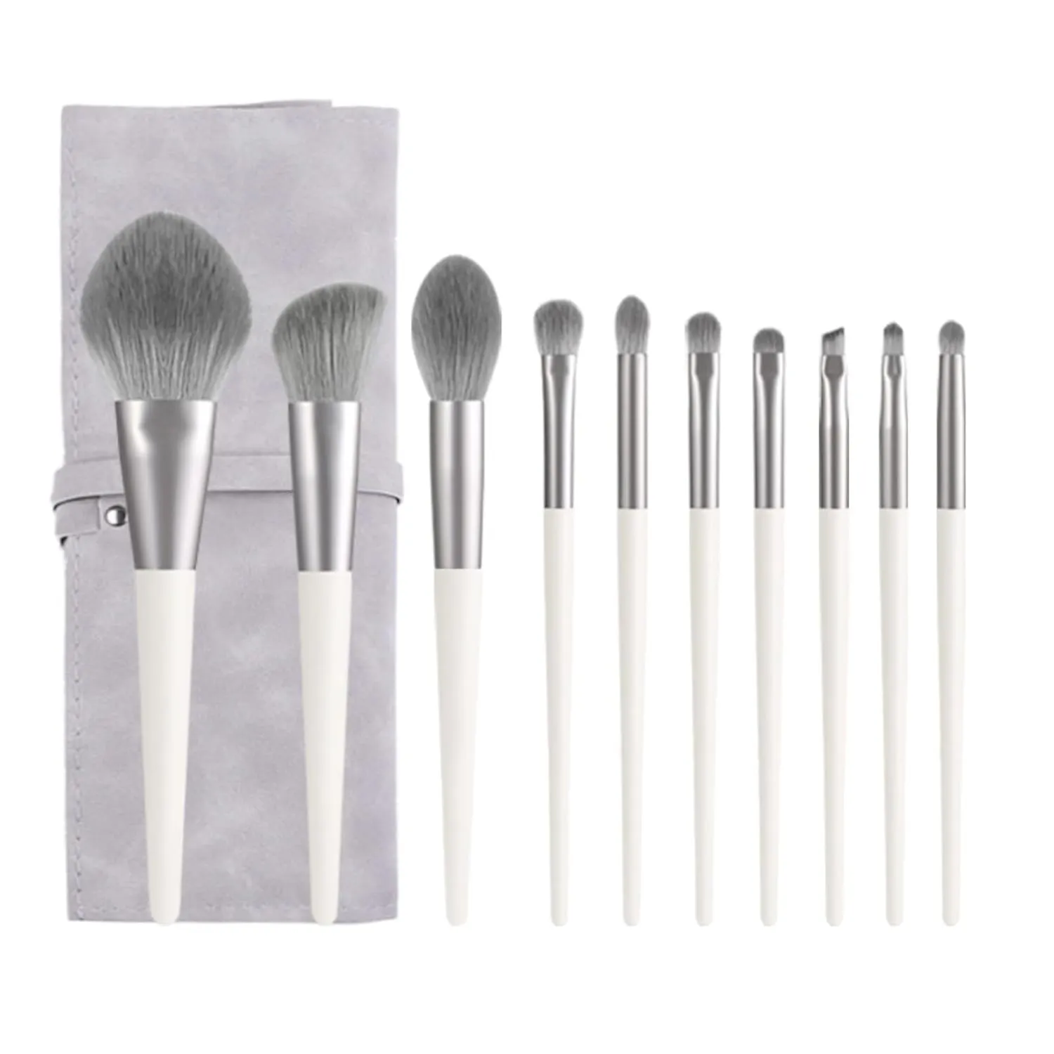 Makeup Brushes 10 Pcs Set,Professional Makeup Kit,Make up Brush Foundation Powder Brush Eyebrow Eyeshadow Brush Contour Blush Concealer Brush with Case (Silver)
