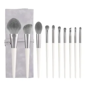 Makeup Brushes 10 Pcs Set,Professional Makeup Kit,Make up Brush Foundation Powder Brush Eyebrow Eyeshadow Brush Contour Blush Concealer Brush with Case (Silver)