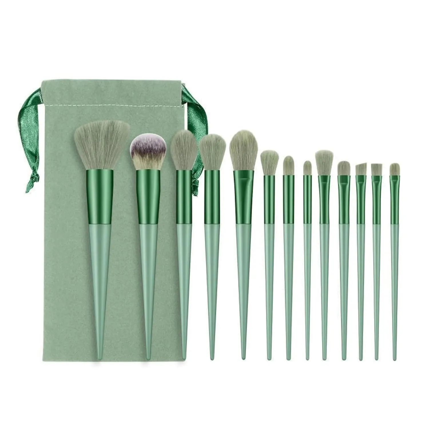 Makeup Brushes 13 Pcs Set, Professional Makeup Kit,Make up Brush Foundation Brush Eyebrow Eyeshadow Brush Contour Blush Concealer Powder Brush with Case (Green)