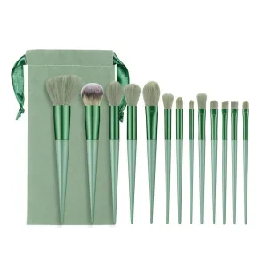 Makeup Brushes 13 Pcs Set, Professional Makeup Kit,Make up Brush Foundation Brush Eyebrow Eyeshadow Brush Contour Blush Concealer Powder Brush with Case (Green)