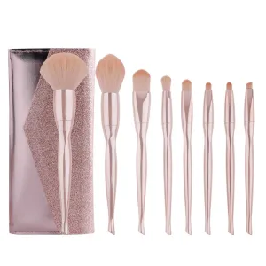 Makeup Brushes 8 Pcs Set, Professional Makeup Kit,Make up Brush Foundation Brush Eyebrow Eyeshadow Brush Contour Blush Concealer Powder Brush with Case (Shiny pink)