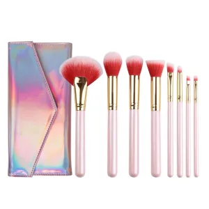 Makeup Brushes 8 Pcs Set,Professional Makeup Kit,Make up Brush Foundation Powder Brush Eyebrow Eyeshadow Brush Contour Blush Concealer Brush with Case (Pink)