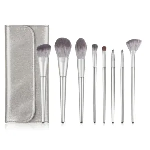 Makeup Brushes 8 Pcs Set,Professional Makeup Kit,Make up Brush Foundation Powder Brush Eyebrow Eyeshadow Brush Contour Concealer Brush with Organizer Bag (Silver)