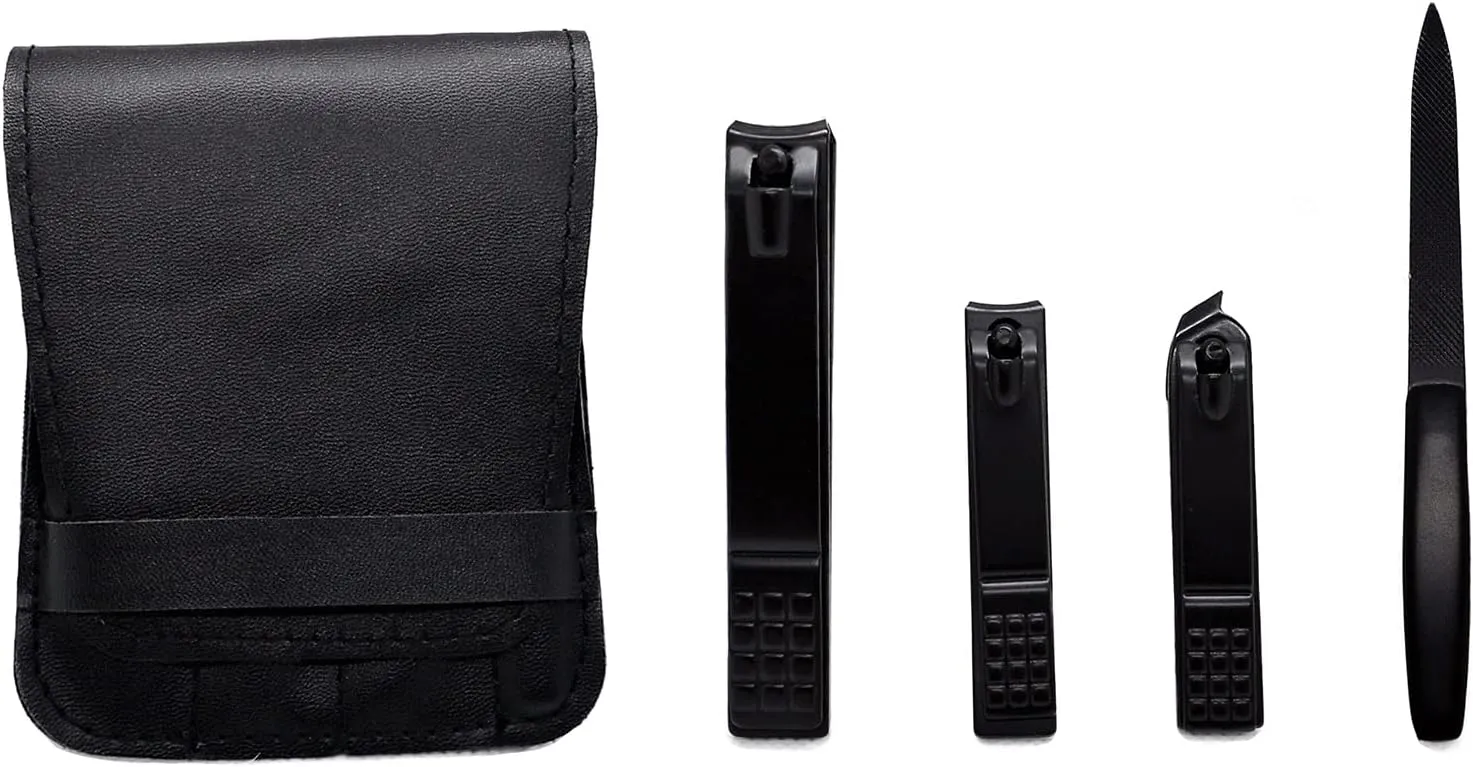 Manicure Kit Mini Personal Care Set Portable Nail Clippers 3 Pieces Built in Nail File Black Travel Ladies Men Nail Clippers Kit