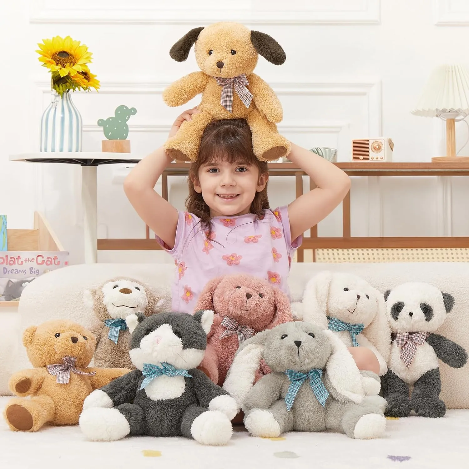 MaoGoLan 13 inch Stuffed Animals Bulk, 8 Pack Assorted Animals Plush Toy Set with Teddy Bear, Dog, Cat, Panda, Monkey & Bunnies for Kids, Baby Shower Decorations Party Favors