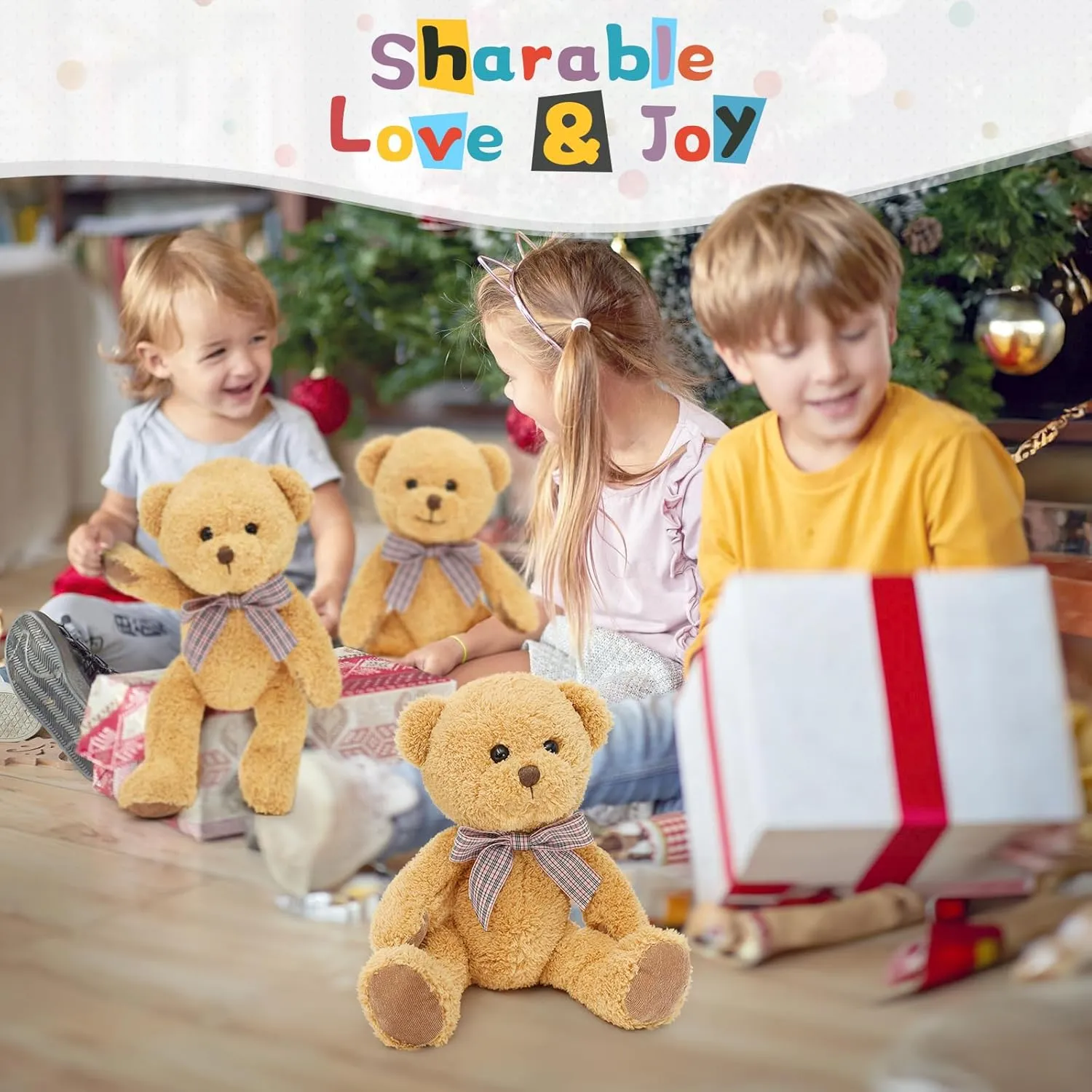 MaoGoLan 13'' Stuffed Brown Bears in Bulk, 10 Pack Small Teddy Bear Stuffed Animals Plush Toys Set for Baby Shower Gender Reveal Decorations, Christmas, Valentine's Day, Birthday Gifts