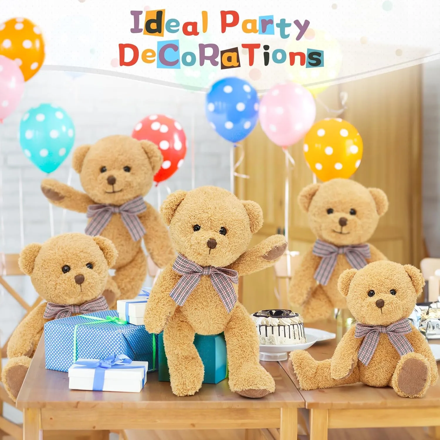 MaoGoLan 13'' Stuffed Brown Bears in Bulk, 10 Pack Small Teddy Bear Stuffed Animals Plush Toys Set for Baby Shower Gender Reveal Decorations, Christmas, Valentine's Day, Birthday Gifts