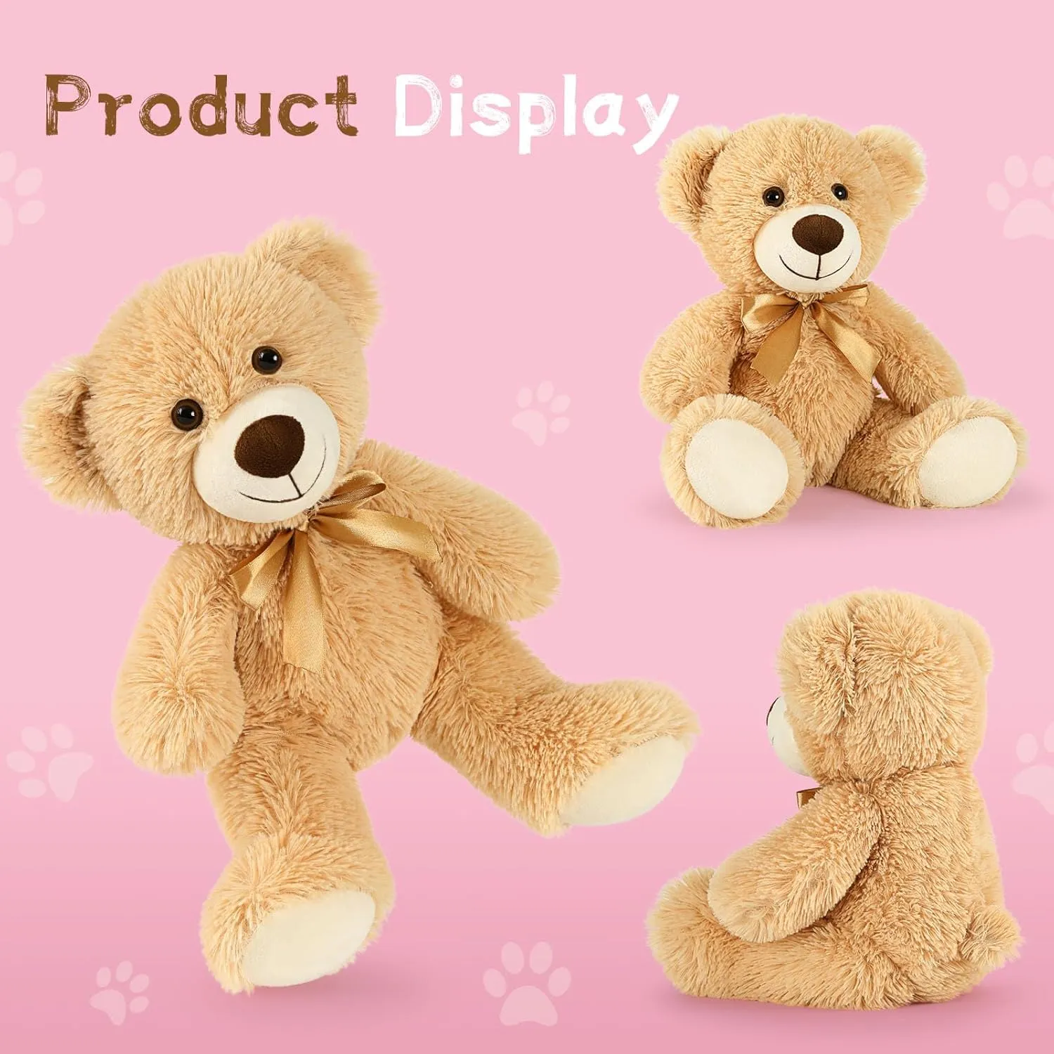 MaoGoLan 3 Pieces Bulk Soft Small Stuffed Animals, 13.5" Cuddly Mini Teddy Bears Centerpiece, Baby Shower, Wedding, Party, Engagement