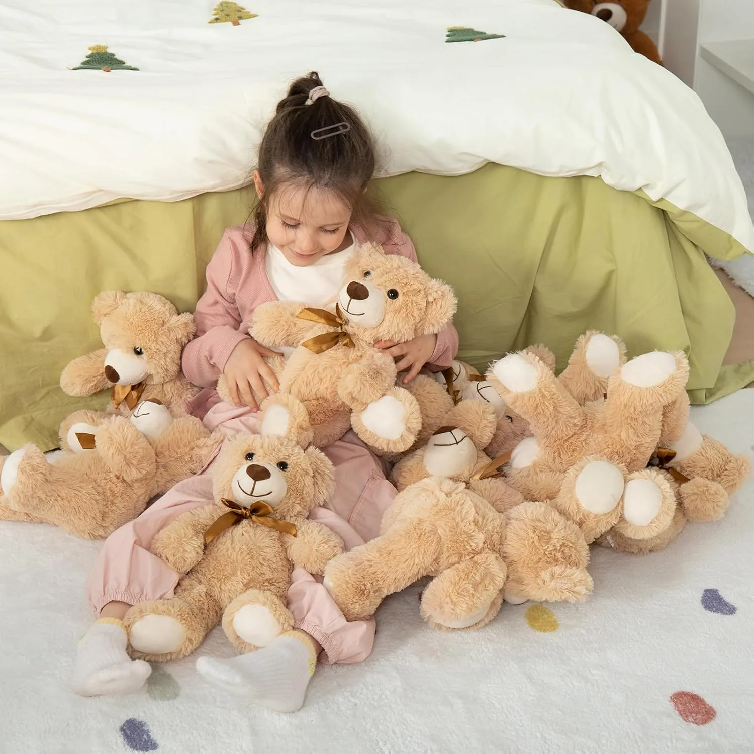 MaoGoLan 3 Pieces Bulk Soft Small Stuffed Animals, 13.5" Cuddly Mini Teddy Bears Centerpiece, Baby Shower, Wedding, Party, Engagement