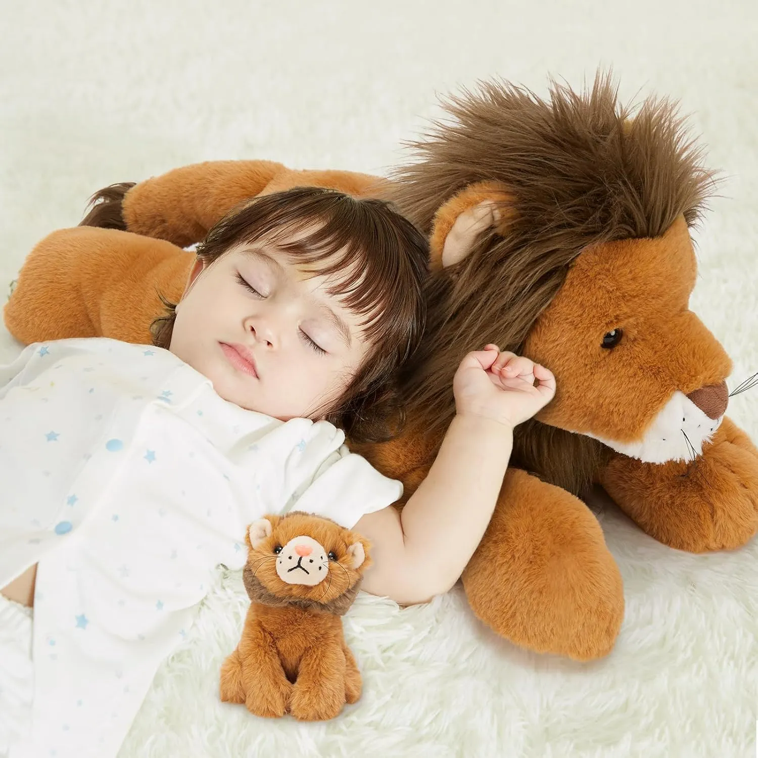 MaoGoLan 4 Pcs Lion Stuffed Animal for Kids, Big Lion Plush Toys with 3 Babies Inside,Birthday Decor
