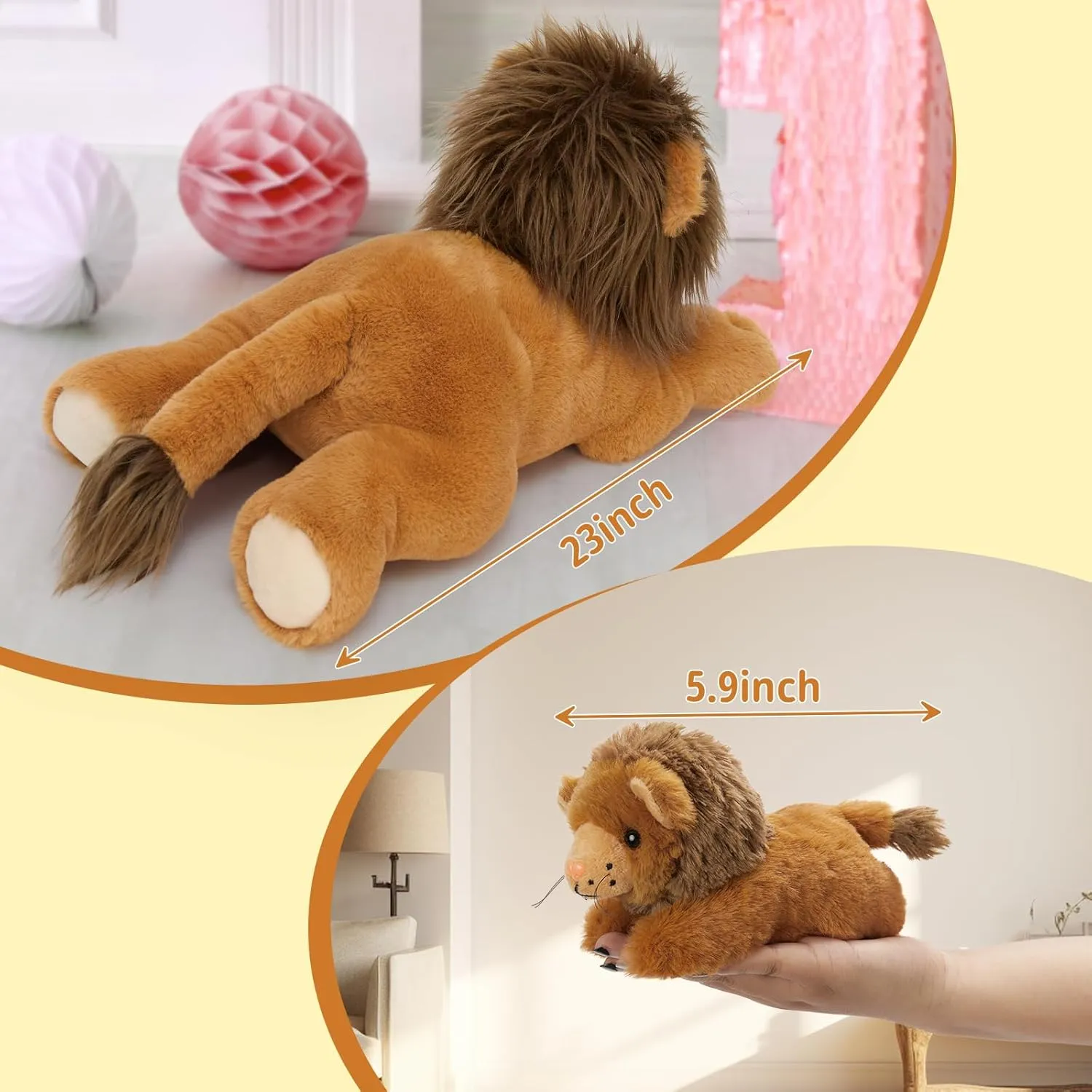 MaoGoLan 4 Pcs Lion Stuffed Animal for Kids, Big Lion Plush Toys with 3 Babies Inside,Birthday Decor