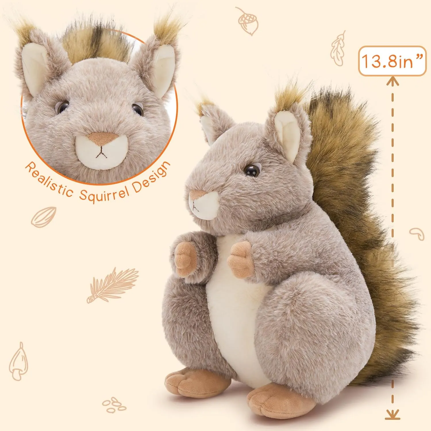 MaoGoLan 4Pcs Squirrels Stuffed Animal, Realistic Squirrel Plush Toys with 3 Baby Squirrels for Small Hand, Adorable Stuffed Squirrels Gift for Forest Animal Lover,Girls,Boys,Kids,Baby Shower