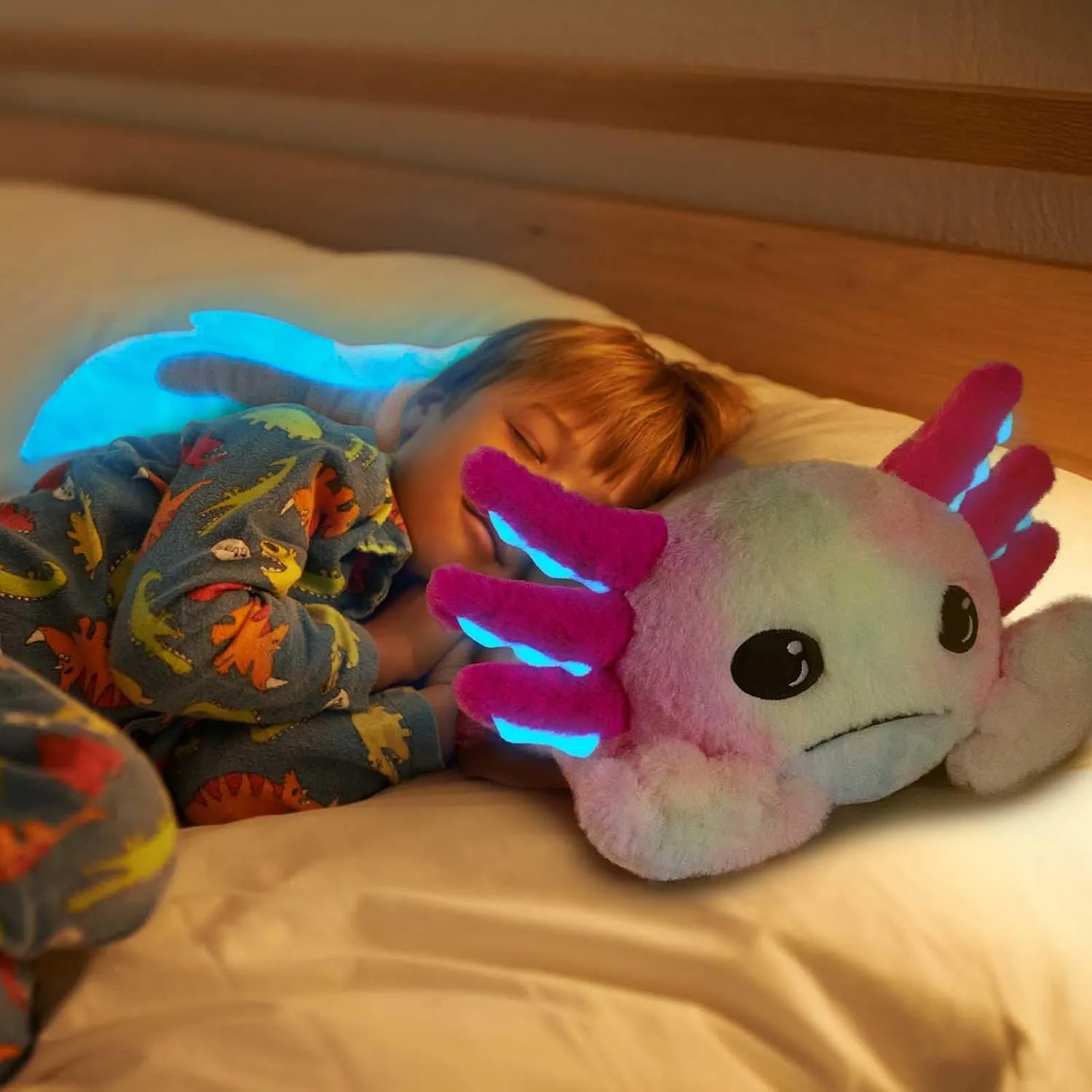 MaoGoLan 5 Pcs Axolotl Plush Stuffed Animal with 4 Babies Inside, 31.5" Glow Mommy Axolotl Plush Pillow for Girls, Soft Long Salamander Plushies for Birthday Gifts, Rainbow Tie-Dye