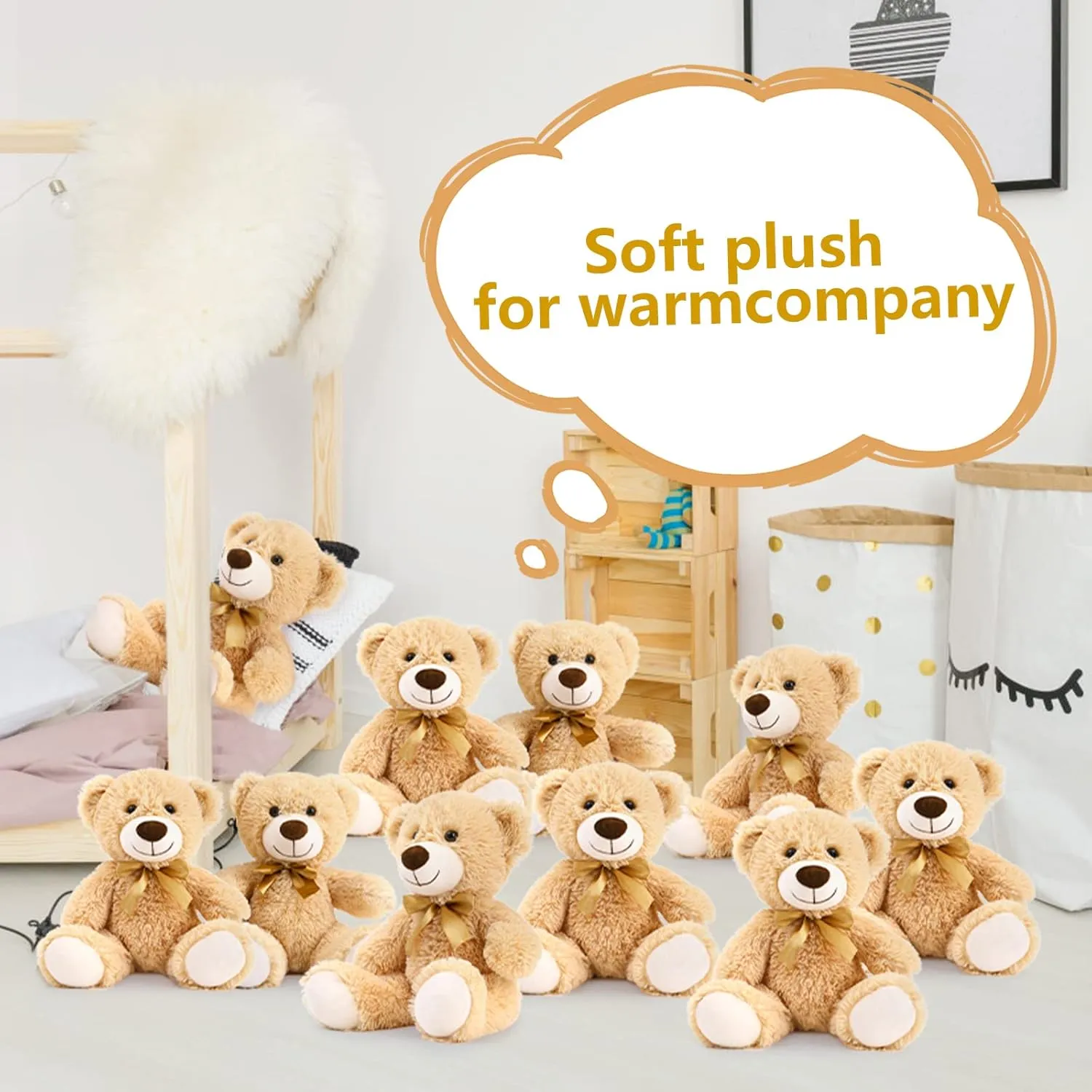 MaoGoLan Bulk Teddy Bear Baby Shower, 10 Packs Small Teddy Bear Stuffed Animals in Bulk,13.5" Small Stuffed Bears Plush for Wedding,Birthday,Christmas, Party Decorations