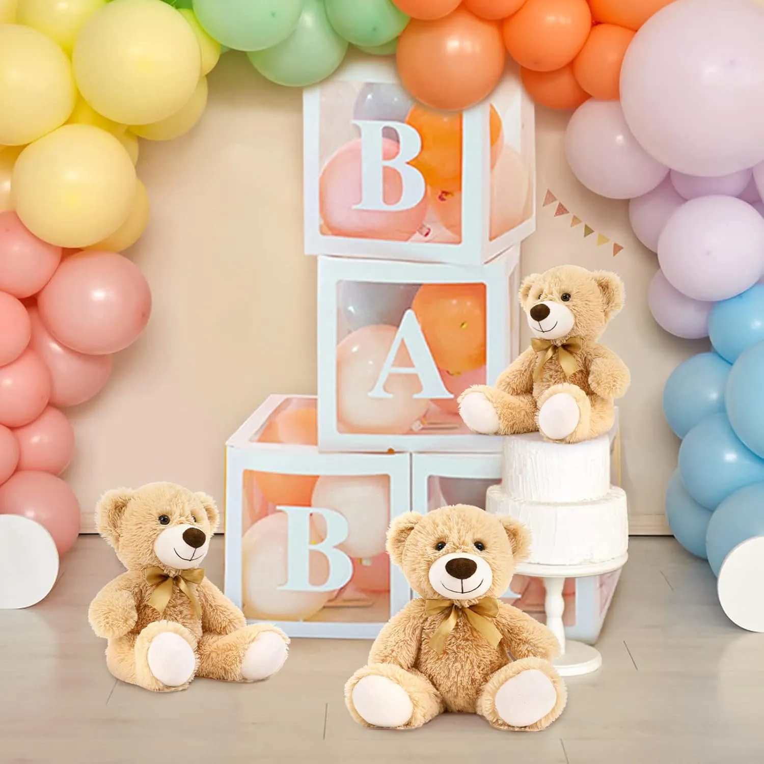 MaoGoLan Bulk Teddy Bear Baby Shower, 10 Packs Small Teddy Bear Stuffed Animals in Bulk,13.5" Small Stuffed Bears Plush for Wedding,Birthday,Christmas, Party Decorations