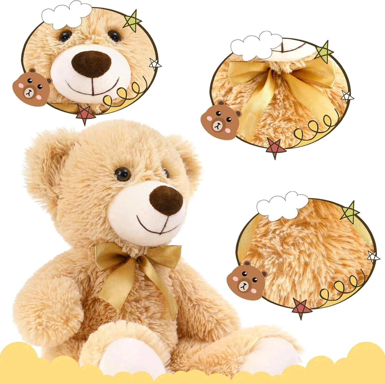 MaoGoLan Bulk Teddy Bear Baby Shower, 10 Packs Small Teddy Bear Stuffed Animals in Bulk,13.5" Small Stuffed Bears Plush for Wedding,Birthday,Christmas, Party Decorations
