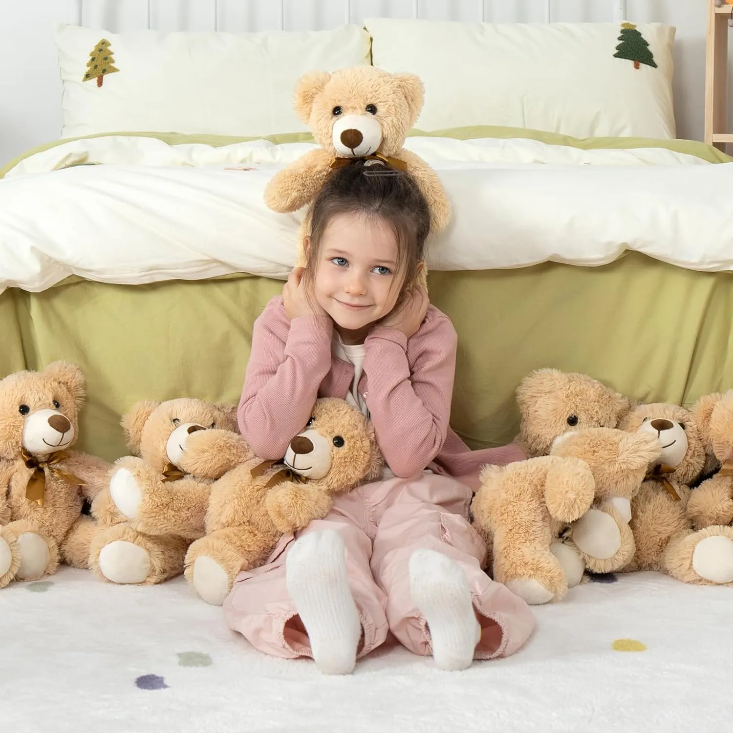 MaoGoLan Bulk Teddy Bear Baby Shower, 10 Packs Small Teddy Bear Stuffed Animals in Bulk,13.5" Small Stuffed Bears Plush for Wedding,Birthday,Christmas, Party Decorations