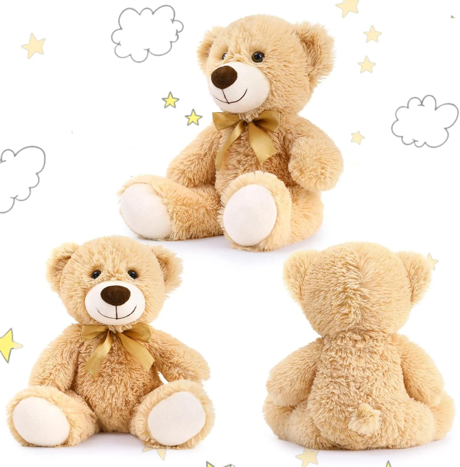 MaoGoLan Bulk Teddy Bear Baby Shower, 10 Packs Small Teddy Bear Stuffed Animals in Bulk,13.5" Small Stuffed Bears Plush for Wedding,Birthday,Christmas, Party Decorations