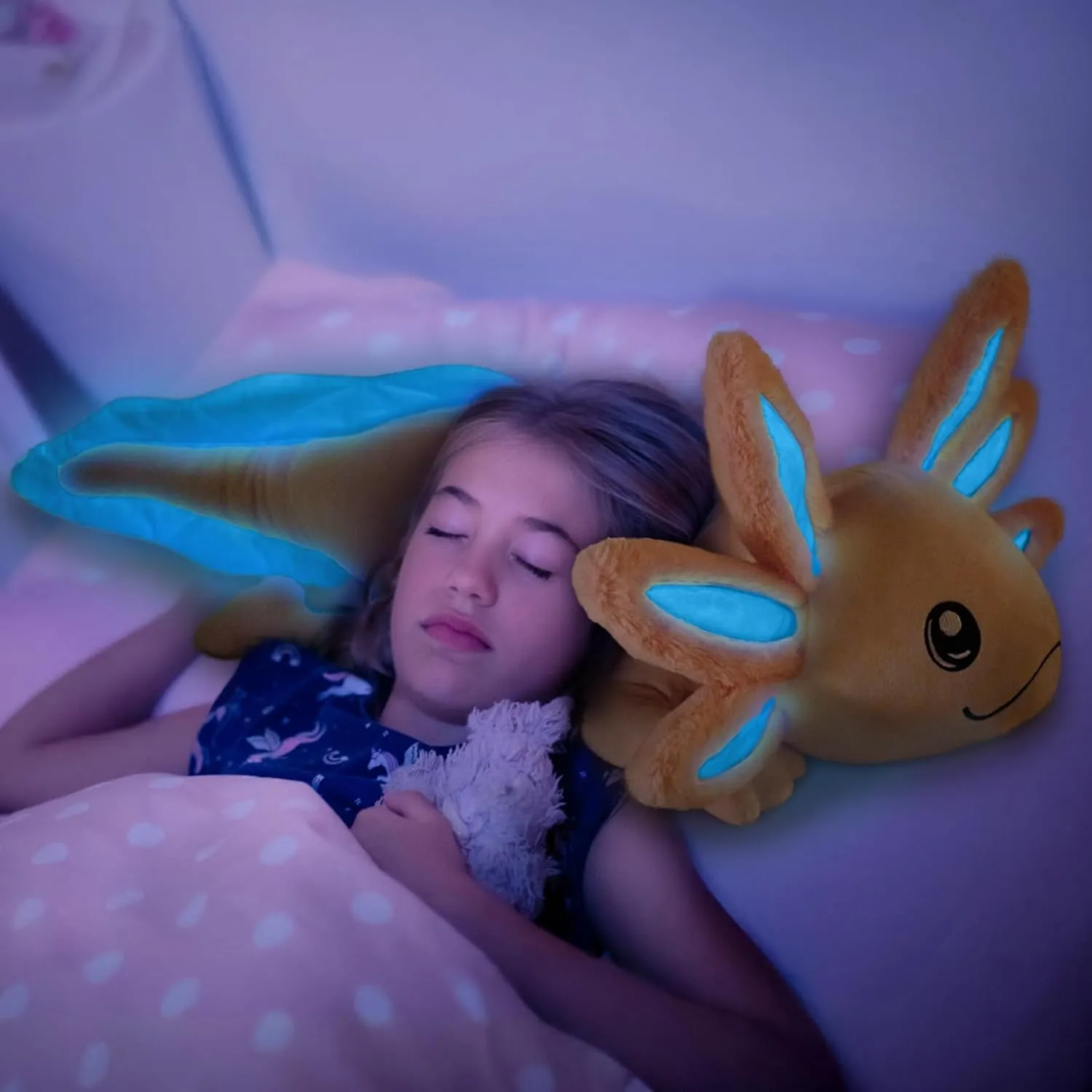 MaoGoLan Giant Mommy Axolotl Plush Stuffed Animal with 4 Babies Inside, 31.5" Soft Axolotl Plush Pillow Toy for Girls, Luminous Salamander Plushies for Birthday Gifts