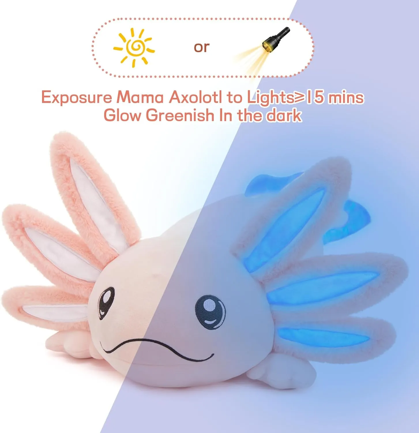 MaoGoLan Giant Mommy Axolotl Plush Stuffed Animal with 4 Babies Inside, 31.5" Soft Axolotl Plush Pillow Toy for Girls, Luminous Salamander Plushies for Birthday Gifts