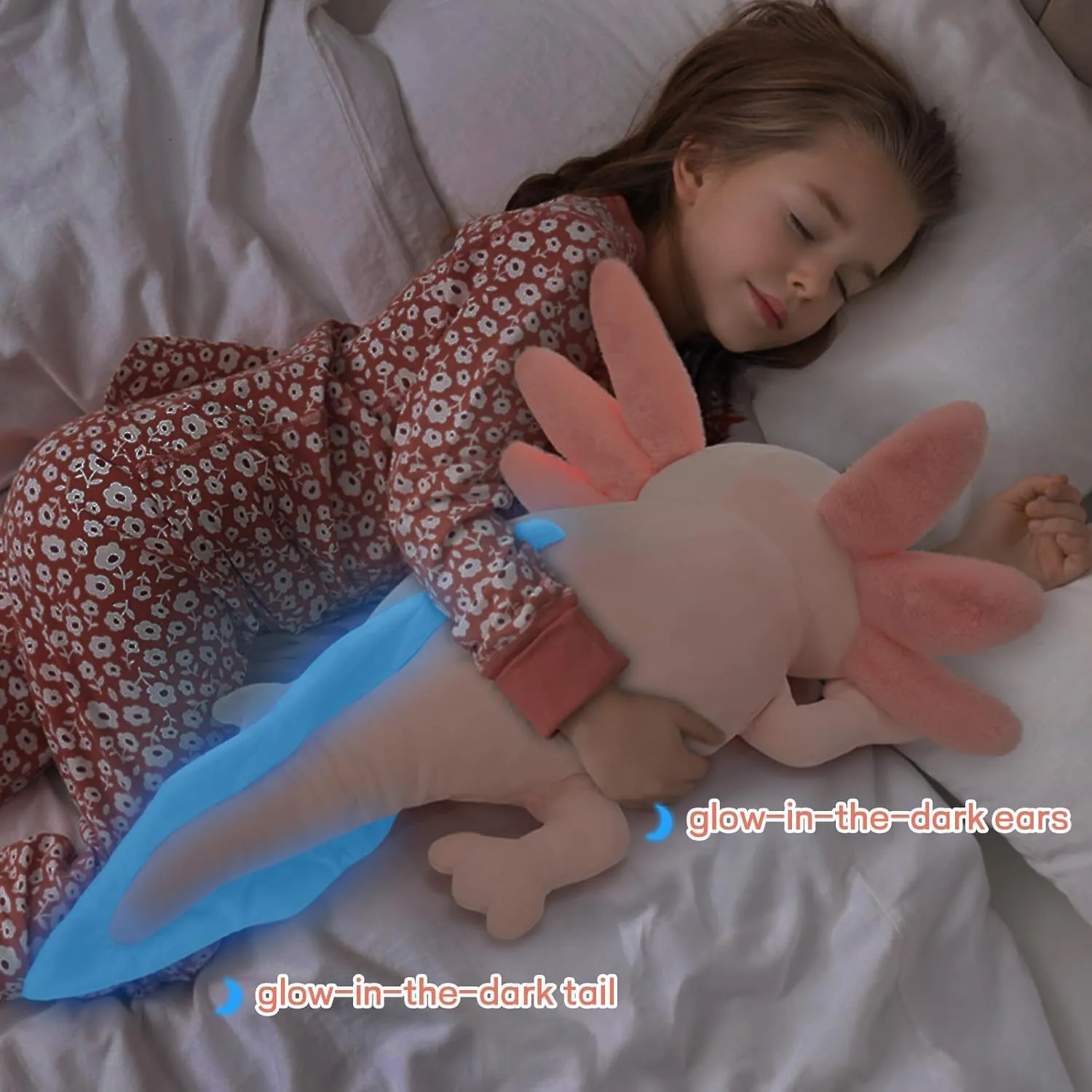 MaoGoLan Giant Mommy Axolotl Plush Stuffed Animal with 4 Babies Inside, 31.5" Soft Axolotl Plush Pillow Toy for Girls, Luminous Salamander Plushies for Birthday Gifts
