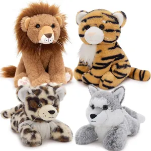 MaoGoLan Jungle Stuffed Animals for Baby Shower,Zoo Stuffed Animals Bulk Toys for Centerpieces,Stuffed Wolf Tiger Lion Cheetah for Baby Shower or Birthday Party Favor