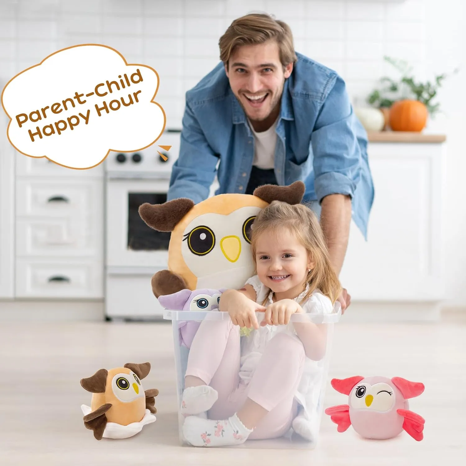 MaoGoLan Owl Stuffed Animals with Babies Inside,Ultra Soft Owl Plush Throw Pillow with 3 Adorable Baby Owls Plushie,Squishy Stuffed Collection Gift for Owl Lover,Kids,Teens,16"