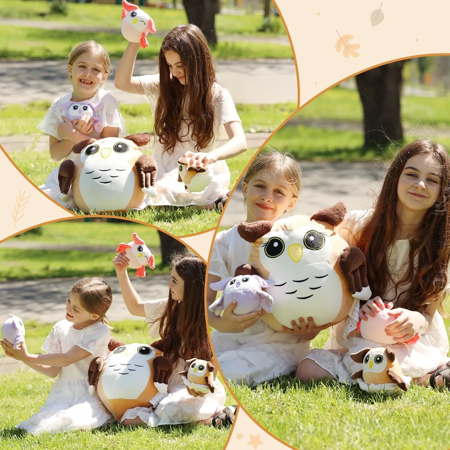 MaoGoLan Owl Stuffed Animals with Babies Inside,Ultra Soft Owl Plush Throw Pillow with 3 Adorable Baby Owls Plushie,Squishy Stuffed Collection Gift for Owl Lover,Kids,Teens,16"