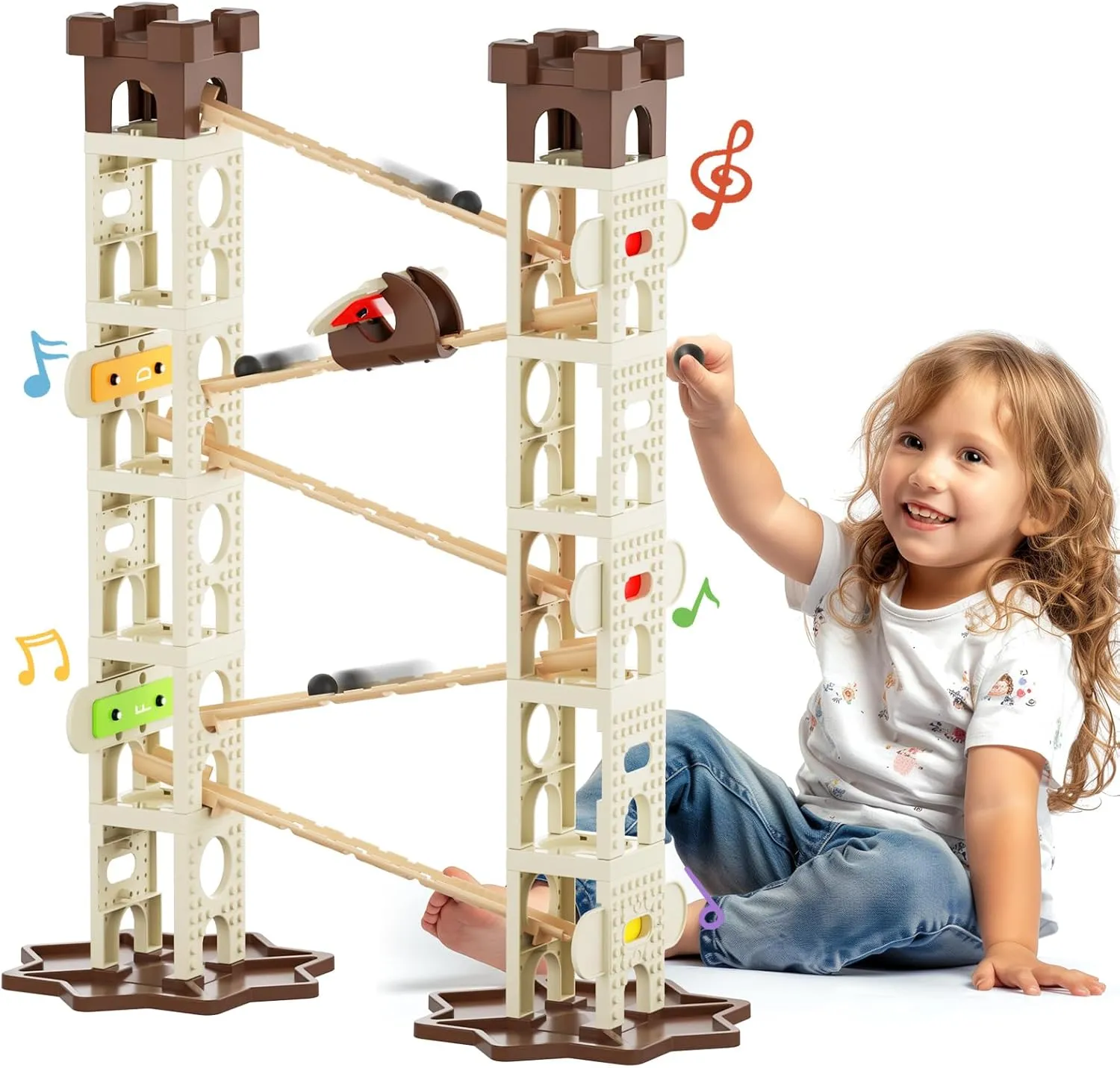 Marbles for Kids，Marble Runs for Kids 4-8 with Music Mold,Marble Maze,Construction Building Toys,Gifts Toys for 3,4,5,6,7 Years Old Boys & Girls （A