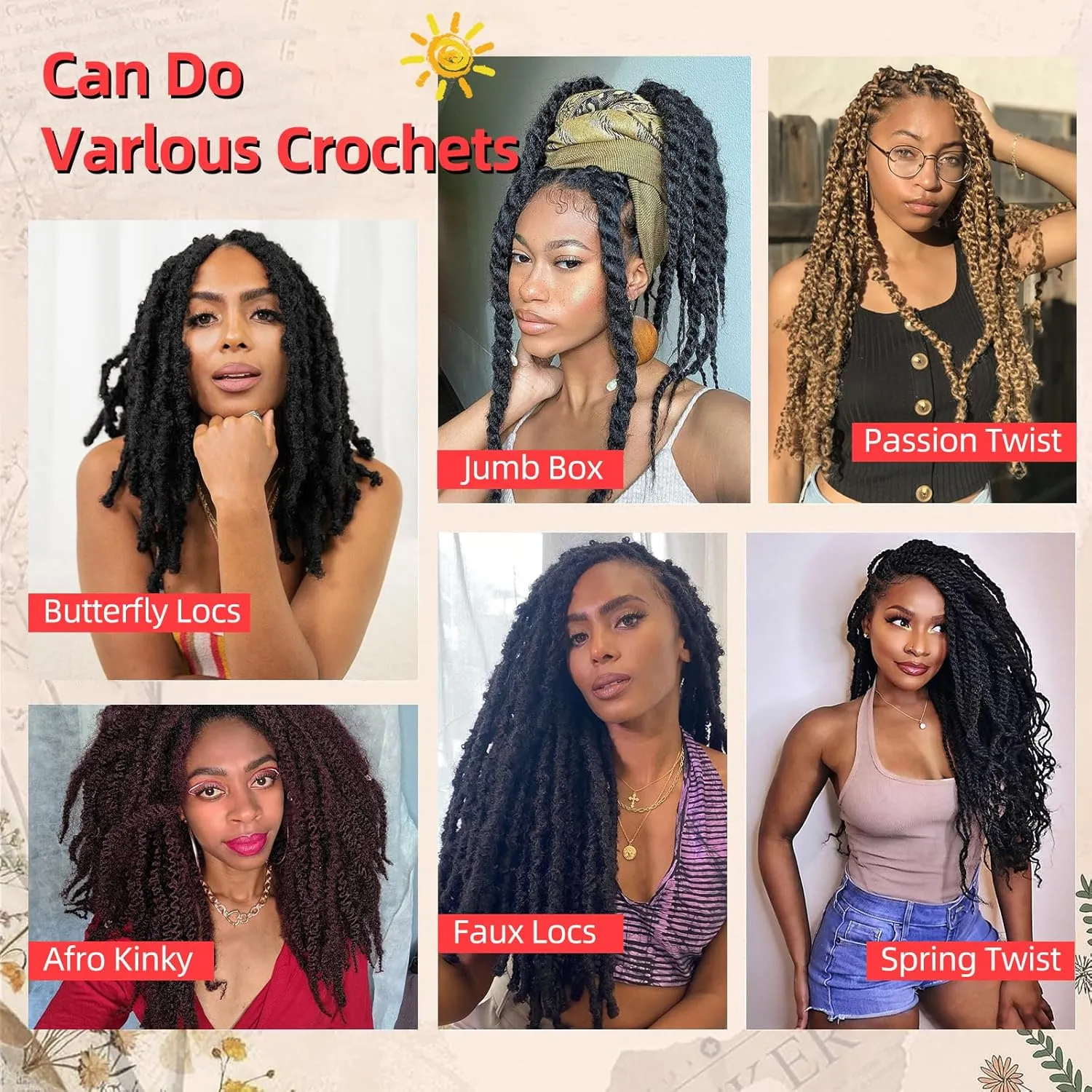 Marley Twist Braiding Hair 18 Inch Marley Twist Hair 8 Packs Cuban Twist Hair Afro Kinky Crochet Hair Synthetic Marley Hair Extensions (18 Inch(Pack of 8),1B)