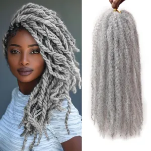 Marley Twist Braiding Hair 18 Inch Marley Twist Hair 8 Packs Cuban Twist Hair Afro Kinky Crochet Hair Synthetic Marley Hair Extensions (18 Inch(Pack of 8),#Grey)