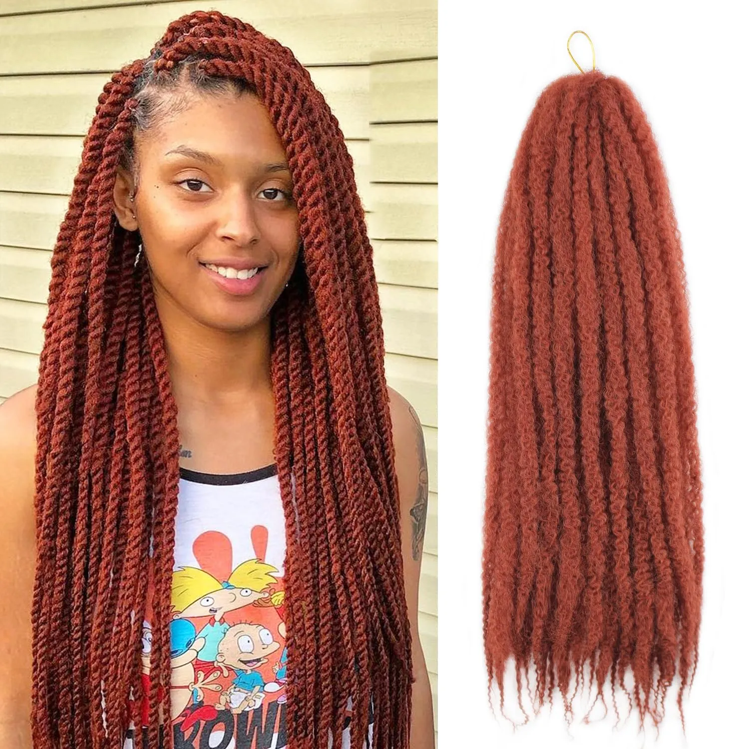 Marley Twist Braiding Hair 24 Inch Marley Twist Hair Cuban Twist Hair 8 Packs Afro Kinky Curly Twist Crochet Hair Synthetic Marley Hair Extensions (24 Inch 8packs, #350)