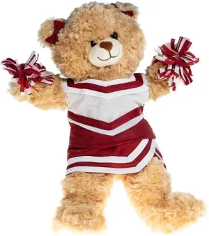 Maroon & White Cheer Uniform for Stuffed Animals, Cheerleader Teddy Bear Outfit, Make Your Own Cheer Buddy, Fits Most 14-18 Soft Plush Toys