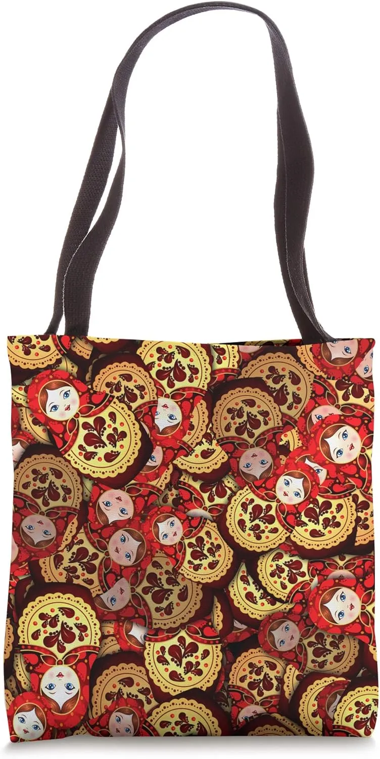 Matryoshka Russian Doll Nesting Doll Toy Black Background Tote Bag