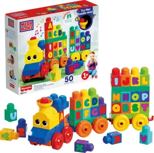 MEGA BLOKS First Builders Toddler Building Blocks Toy Set, ABC Musical Train with 50 Pieces, Music and Sounds, Ages 1  Years