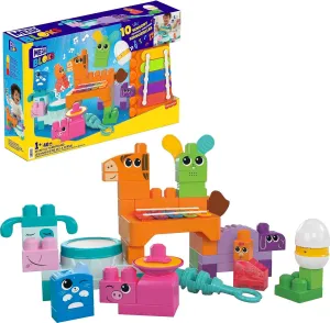 MEGA BLOKS Fisher-Price Toddler Building Blocks Toy Set, Musical Farm Band with 40 Pieces and 6 Music Sheets, Ages 1  Years