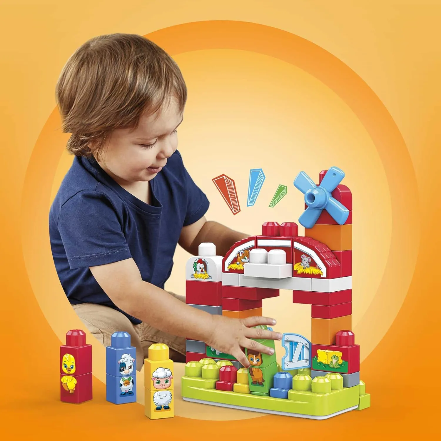 Mega Mega Bloks Musical Farm - Building Block Set - 46 Pieces - Ages 1 to 5