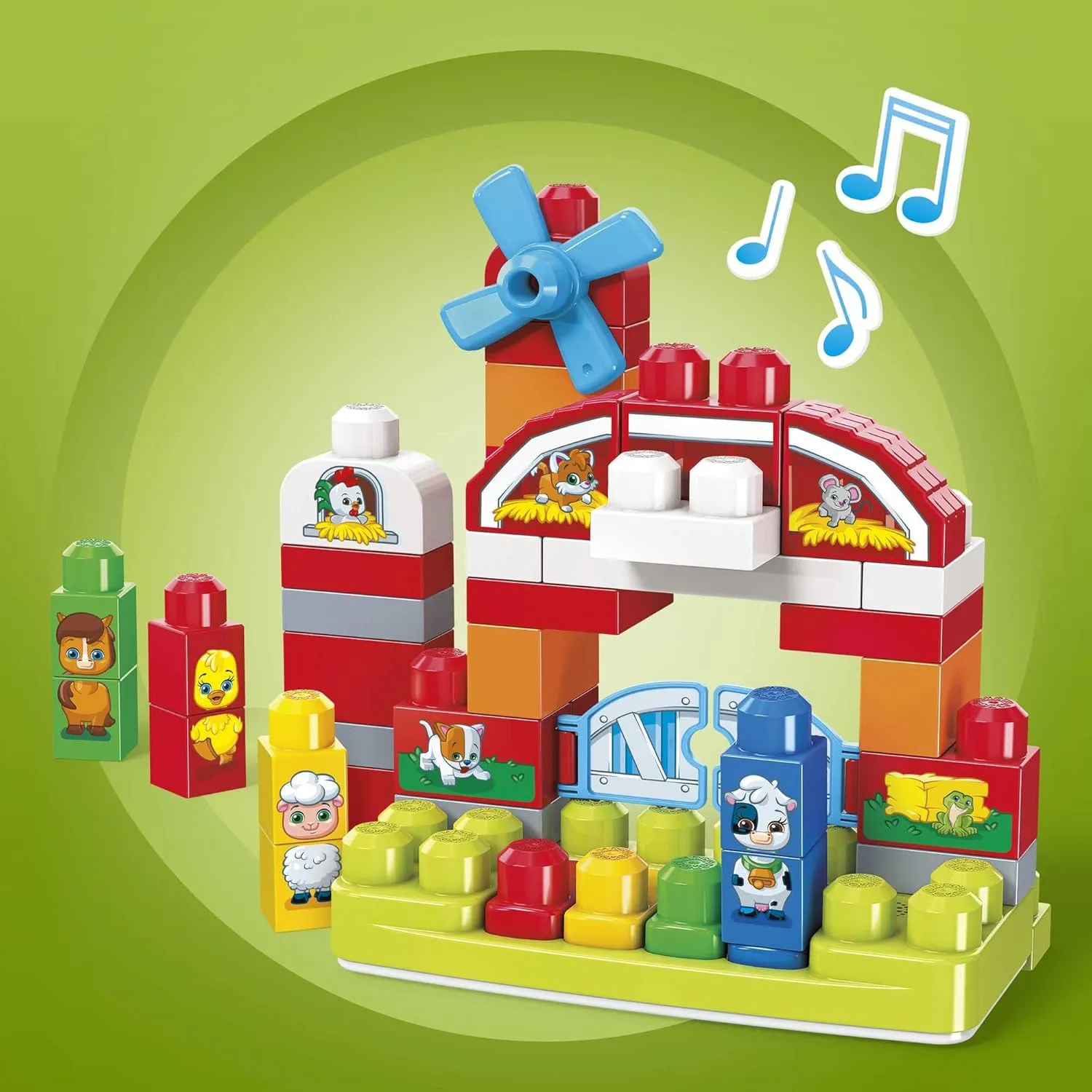 Mega Mega Bloks Musical Farm - Building Block Set - 46 Pieces - Ages 1 to 5