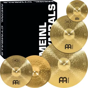 Meinl Cymbal Set Box Pack with 14” Hihats, 20” Ride, 16” Crash, Plus a FREE 10” Splash – HCS Traditional Finish Brass – Made In Germany, 2-YEAR WARRANTY (HCS141620 10)