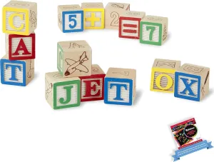 Melissa & Doug﻿ 50-Piece Wooden ABC & 123: Wooden Block Set Bundle with 1 Theme Compatible M&D Scratch Art Mini-Pad (01900)