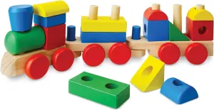 Melissa & Doug Wooden Stacking Train Learning Toy Vehicle With 18 Connecting Pcs Wooden Train Set, Sorting & Stacking Toys For Toddlers Ages 2 