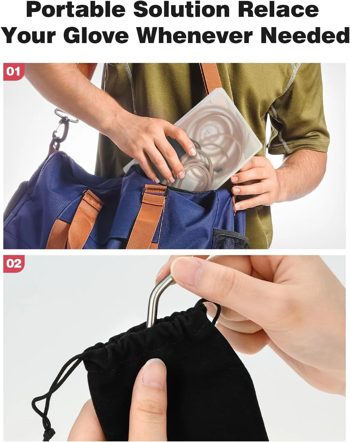 Mellbree Glove Lacing Needle, 2 Glove Lace with 4Needles, 4Lace Locks, Brown Mitt Lace and Storage Box